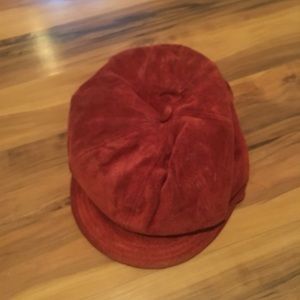 Orange suede newsboy hat